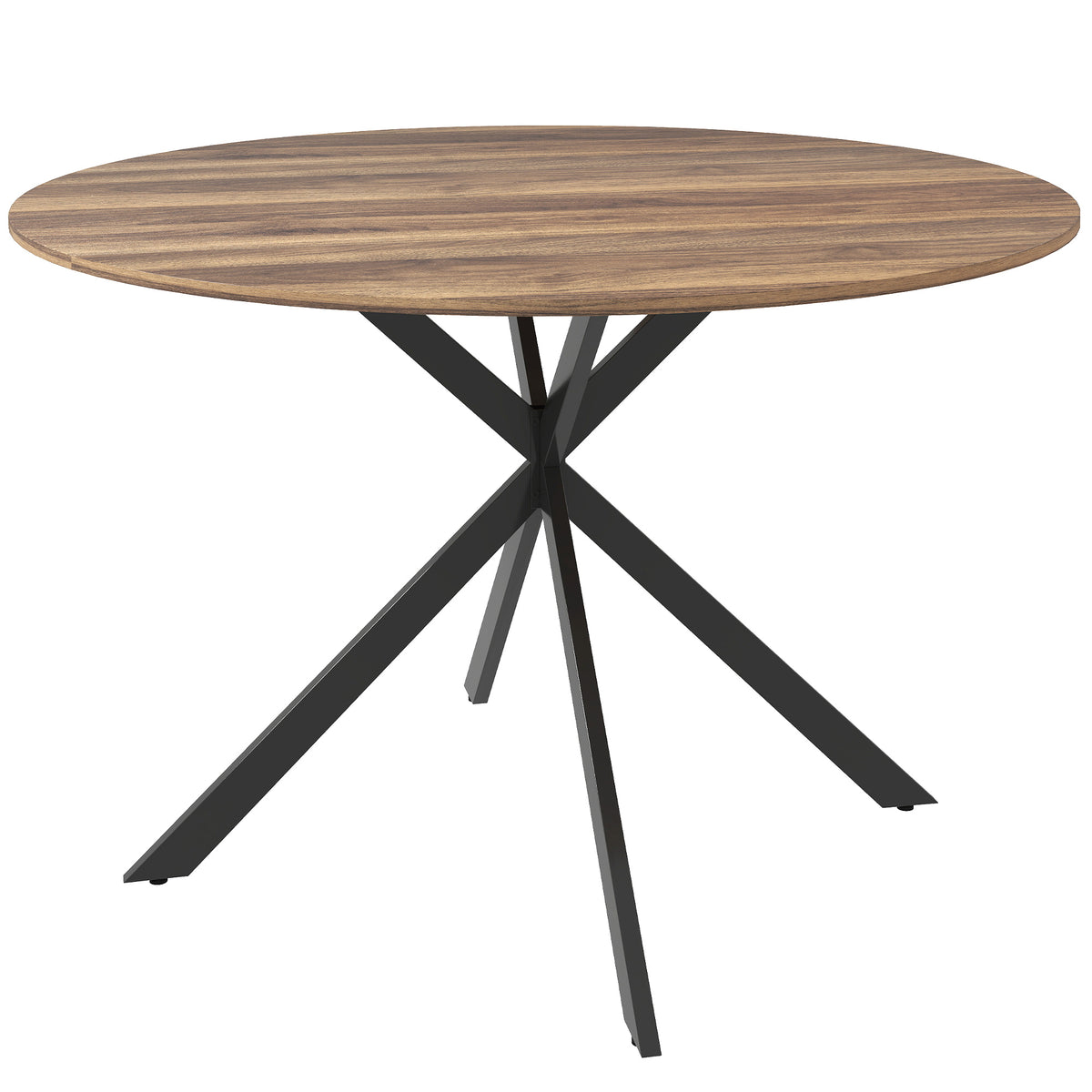 Ronde eettafel voor 4 personen, keukentafel in industriële stijl met stalen poten, voor eetkamer, keuken
