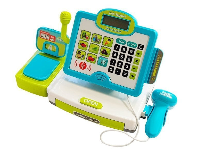 Kinderkassa blauw met mandje (4)