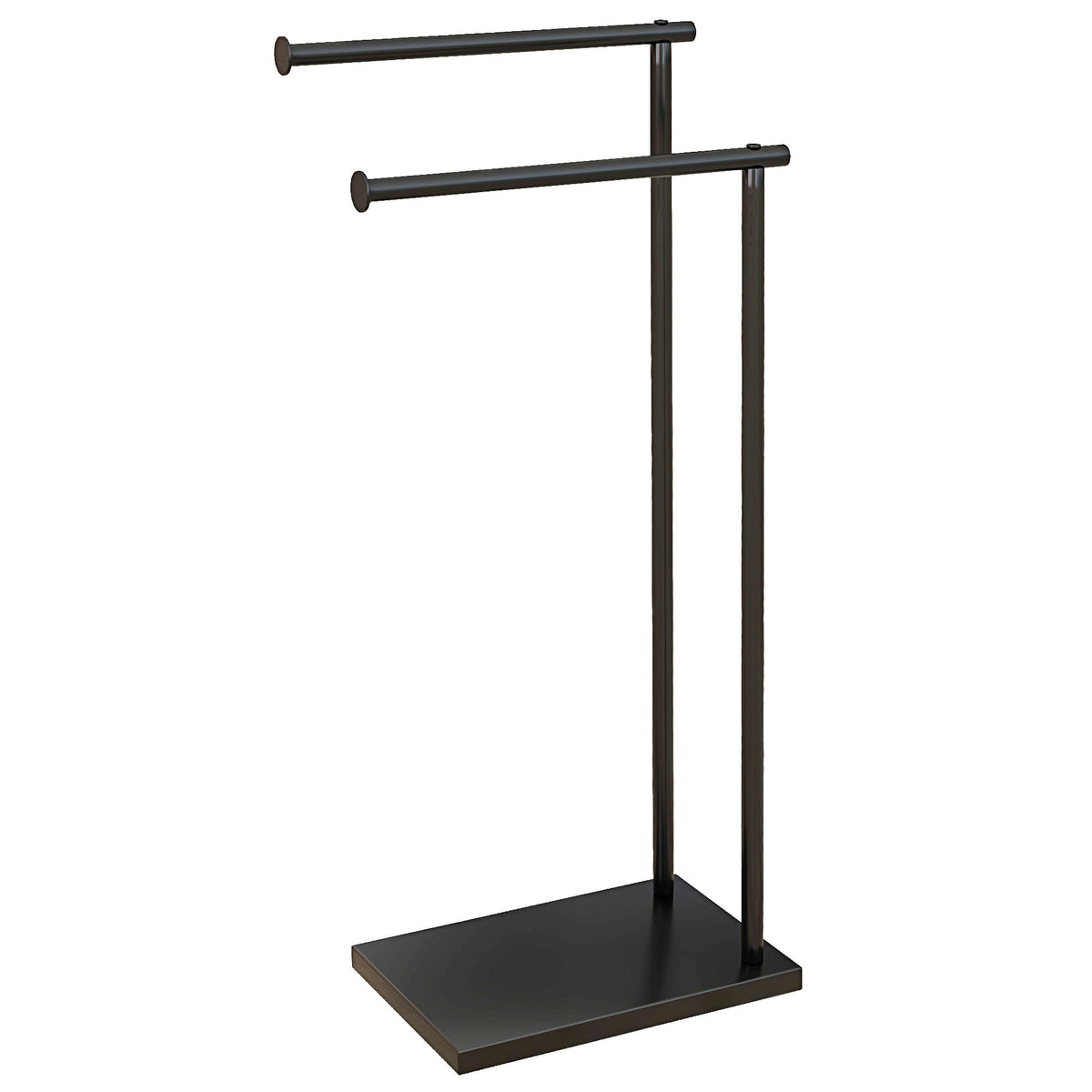 Vrijstaande handdoekhouder met 2 stangen voor badkamer, badhanddoeken zwart 35,5 x 20 x 78 cm