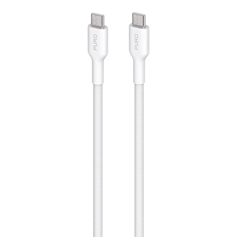 PURO Fabric - Duurzame gevlochten USB-C naar USB-C kabel 1,2 m (wit)