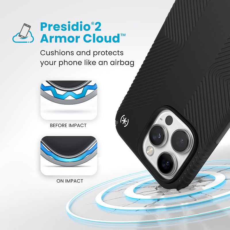 Speck Presidio2 Grip-hoesje - iPhone 16 Pro Max (zwart / leigrijs / wit) (2)