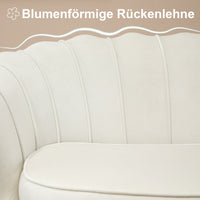 Vintage 2-zitsbank, bank, gestoffeerd meubel, fluweeloptiek, tot 150 kg, crème/goud (4)
