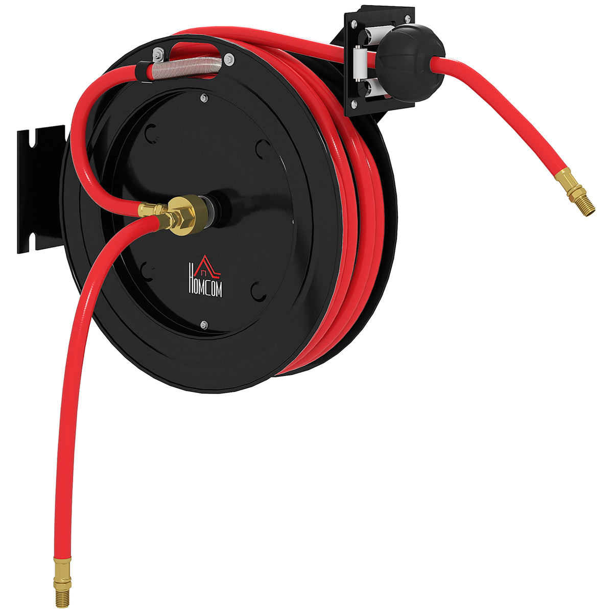 Wandgemonteerde tuinslanghaspel, automatisch oprolmechanisme, 20 bar waterdruk, 15+1 m waterslang, metaal