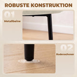 Eetkamerstoelen set van 2, gestoffeerde keukenstoelen met metalen poten, crèmewit (6)