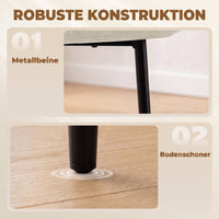 Eetkamerstoelen set van 2, gestoffeerde keukenstoelen met metalen poten, crèmewit (6)