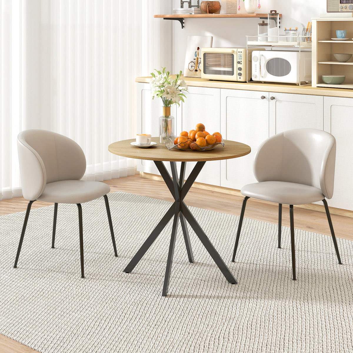 Ronde keukentafel, 80 cm, compact tafelblad, spaanplaat, metaal, wit eiken+zwart (2)