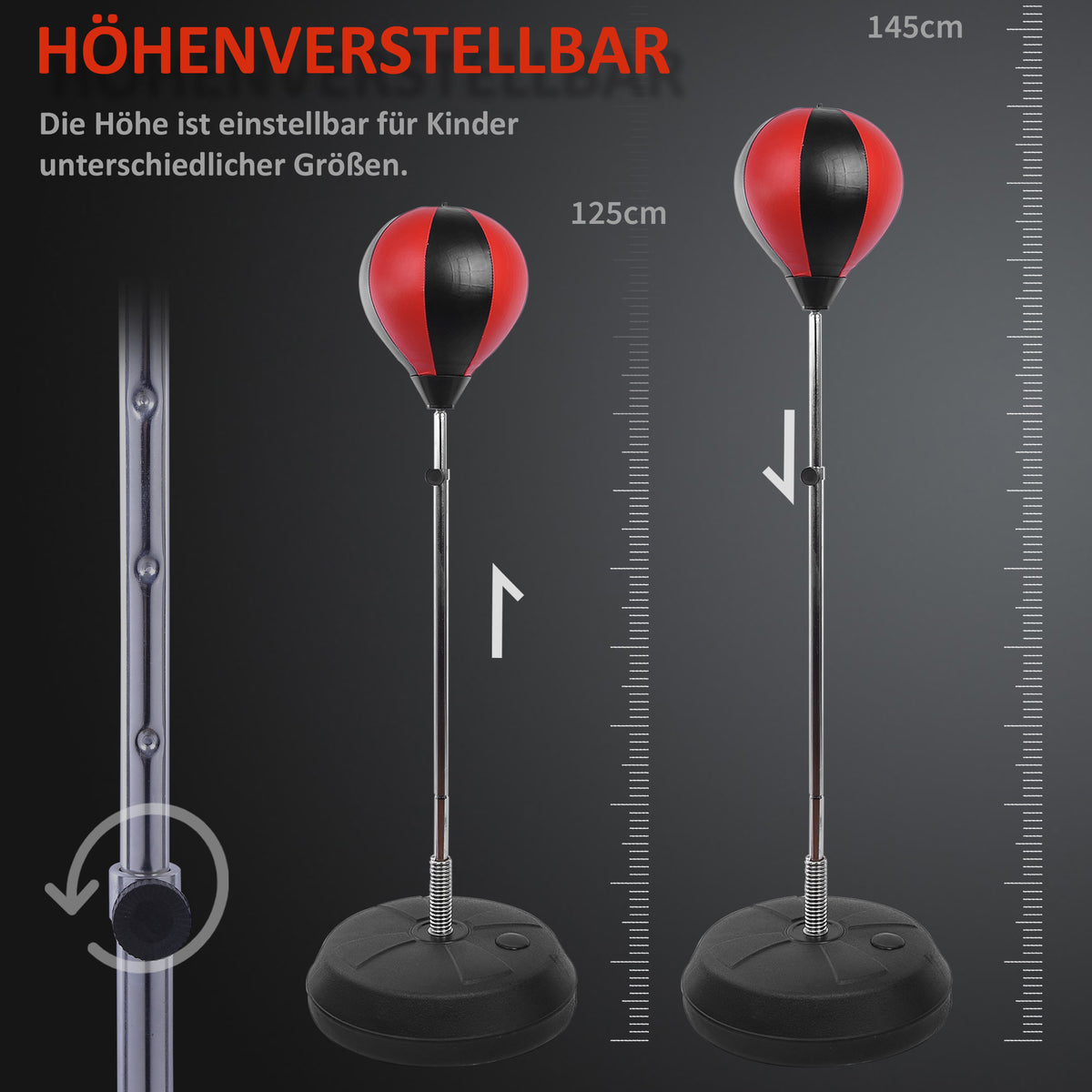 Punchingball-set staande bokszak trainingsset 125/131/138/145 cm in hoogte verstelbaar met 1 paar handschoenen 1 (6)