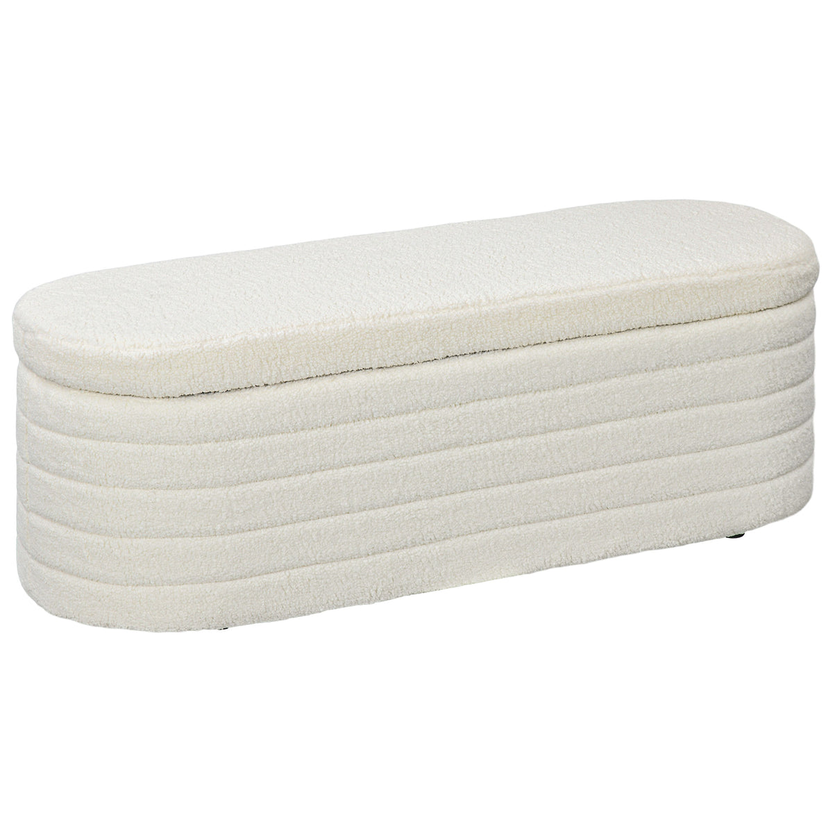 Bedbank, opbergruimte, teddyfleece, 116x41x40,5cm, crèmewit