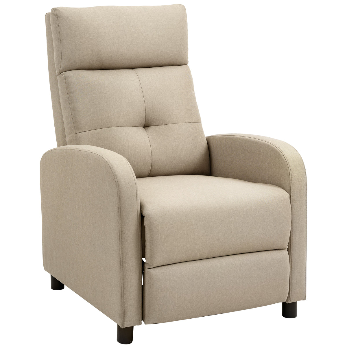 Relaxfauteuil met ligfunctie, uitschuifbaar voetensteun, pocketvering, tot 150 kg, beige