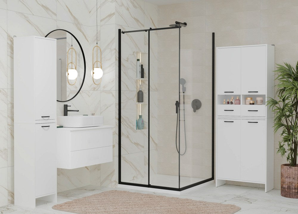 Badezimmerschrank NINA 1D WEISS 1 Tür Regal Hochschrank 3 Ablagen fürs Badezimmer – Produktabbildung 2