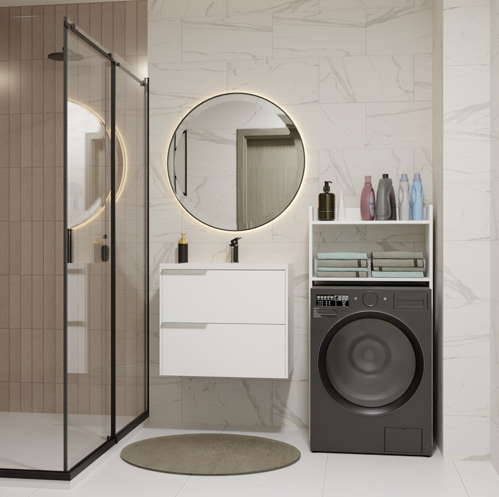 Badezimmerschrank NINA NP WEISS über Waschmaschine Regal Hochschrank 2 Ablagen fürs Badezimmer – Produktabbildung 2