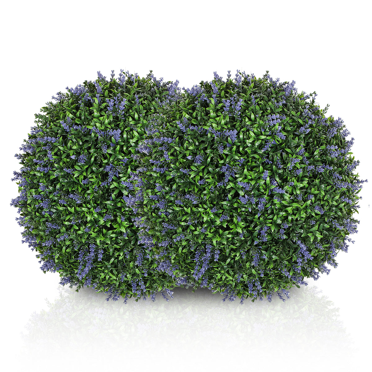Set van 2 kunstplanten in bolvorm, UV-bestendig, kunstplanten voor binnen en buiten, 42 cm, groen+paars