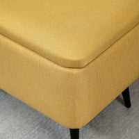 Zitbank, opbergbank, gestoffeerde bank, linnenlook, tot 150kg, 101x38,5x44,5 cm, geel (8)