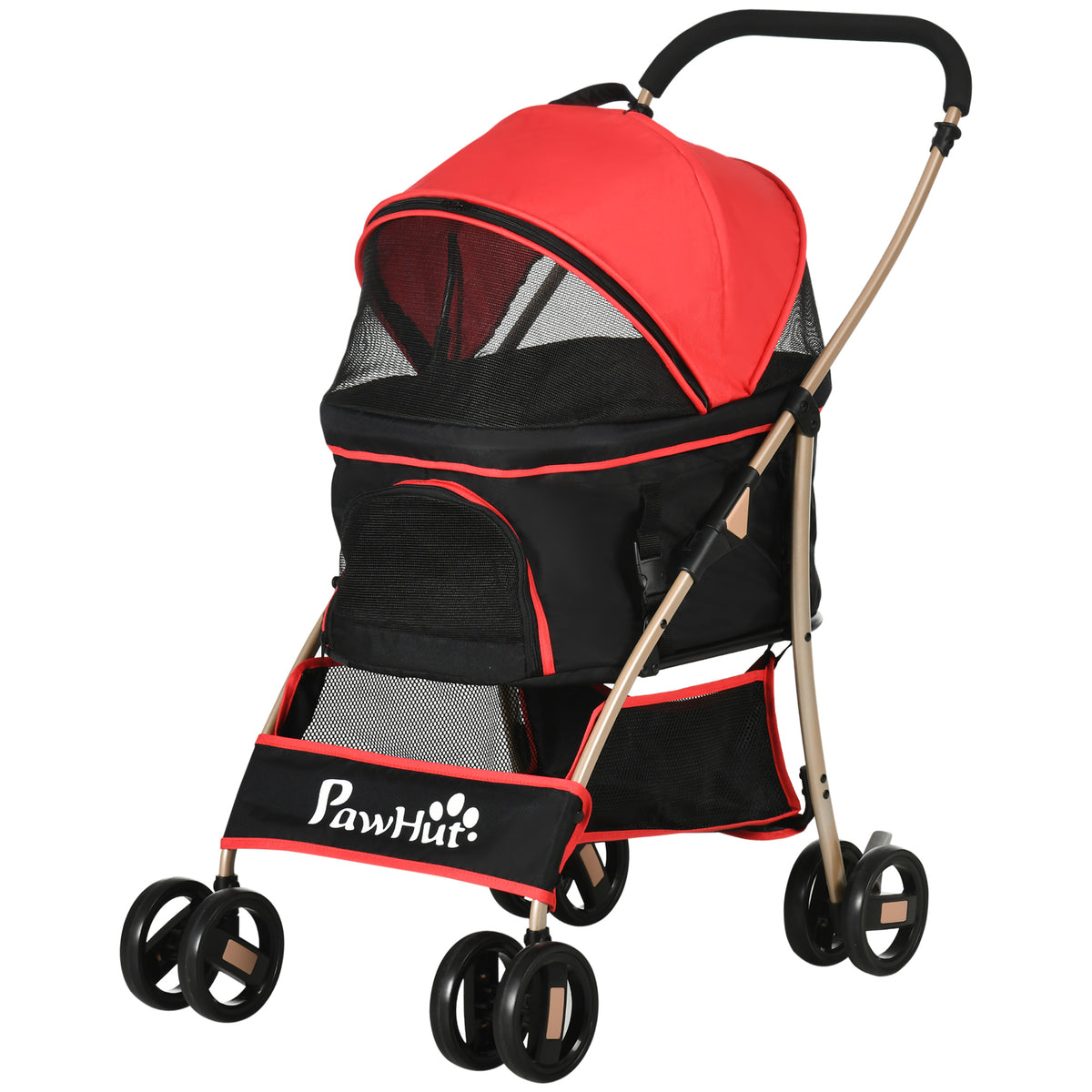 2-in-1 hondenbuggy draagtas autostoeltje tot 10 kg opvouwbaar met mand 82 cm x 49,5 cm x 98 cm rood