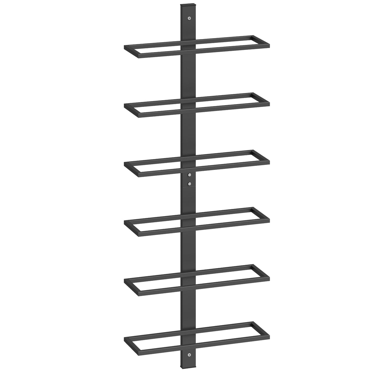 Wijnrek, wandrek voor 6 flessen wijn, 6 niveaus, stalen buis, voor keuken, woonkamer, thuisbar, zwart