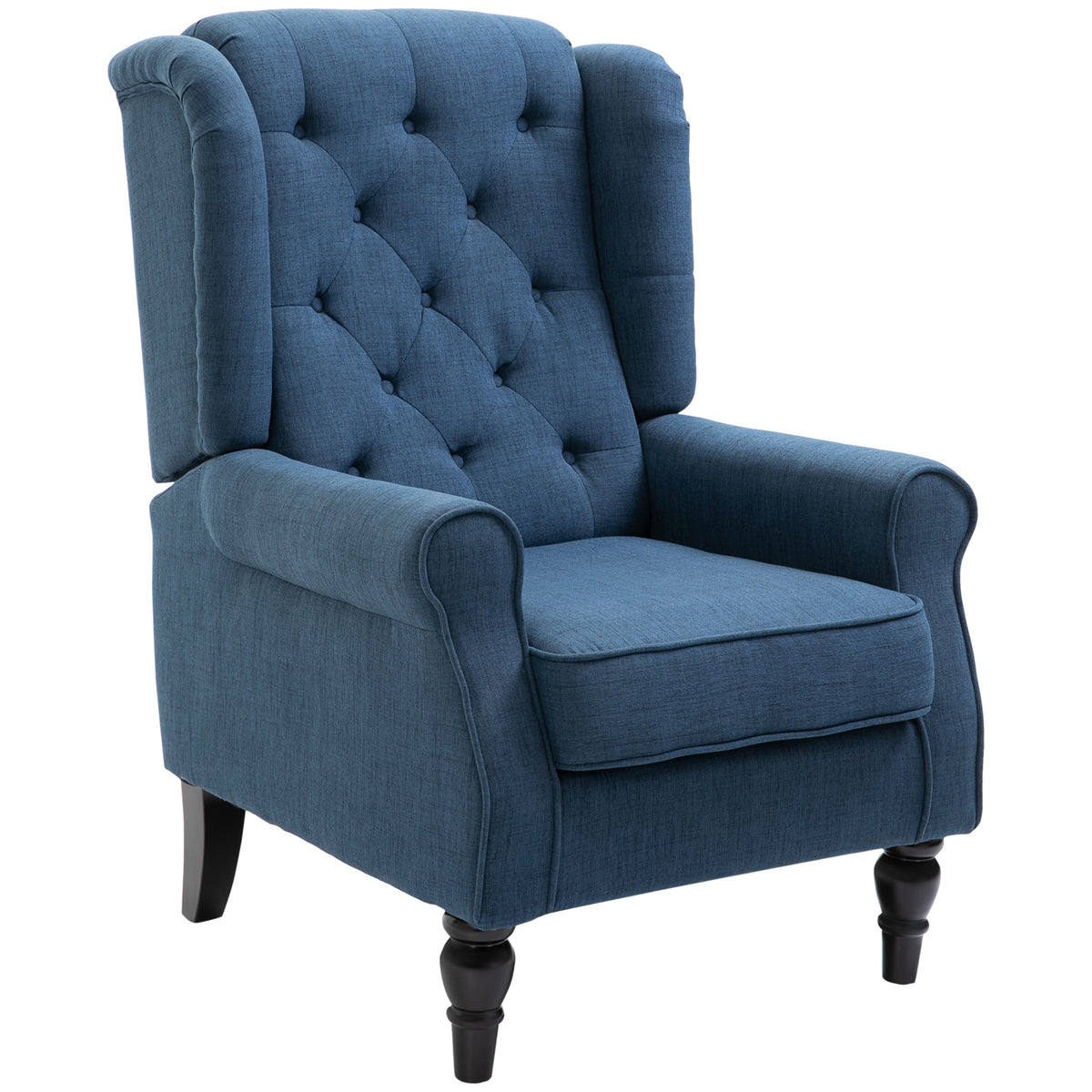 Elegante oorfauteuil, dik gestoffeerd, afneembare hoes, 74 x 86 x 102 cm, blauw