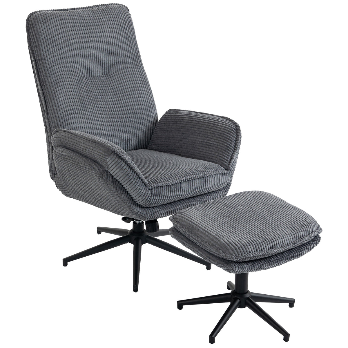 Relaxfauteuil met 130° ligfunctie, tv-fauteuil met voetenbank en stalen frame, grijs