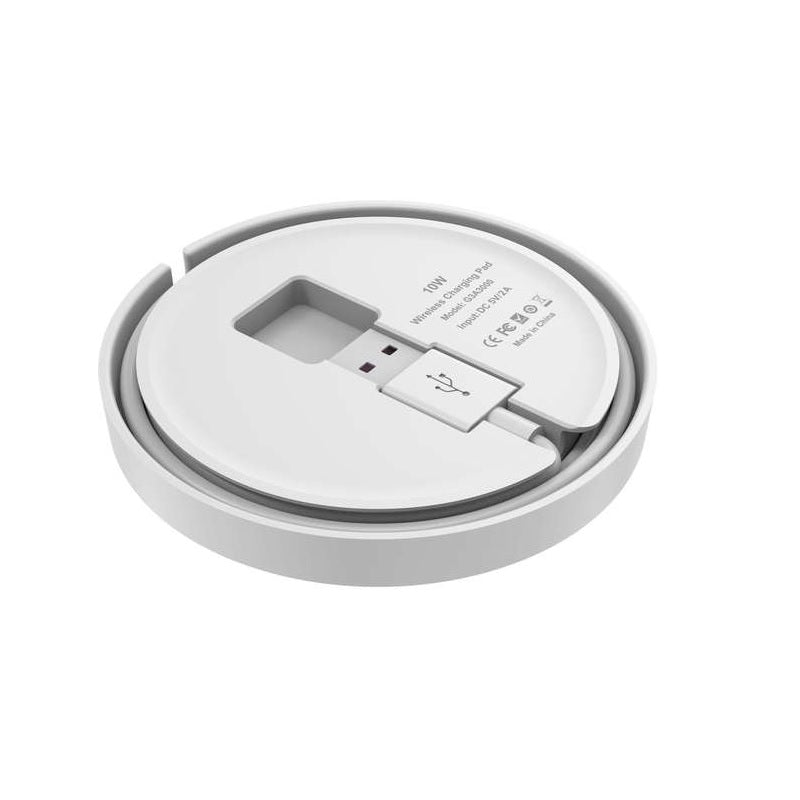Budi - Draadloze Qi-oplader 10W + ingebouwde kabel (wit) (2)