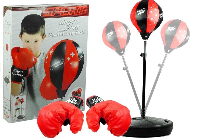 Punchingball-set met bokshandschoenen en standaard 80 tot 110 cm