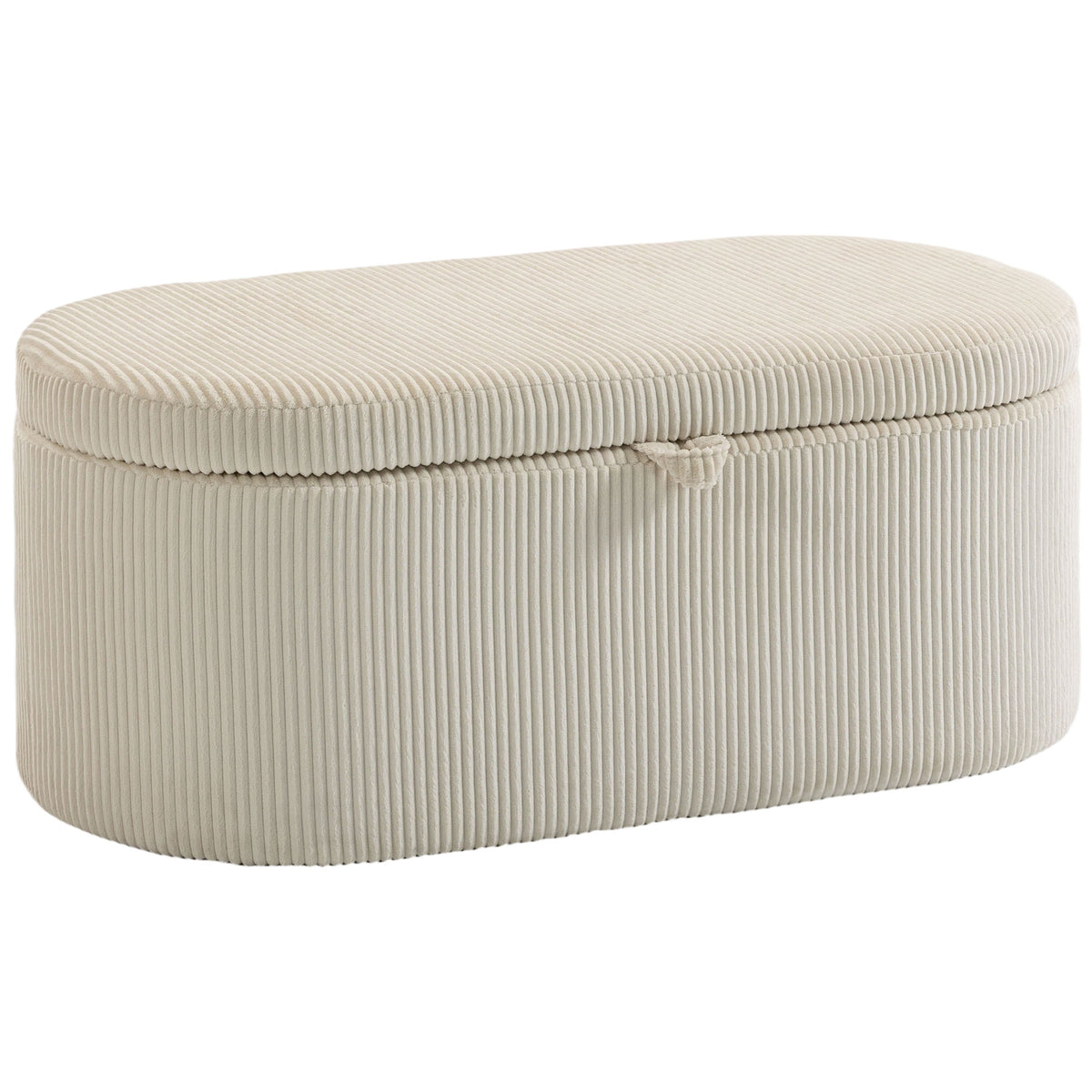 Opberg-ottoman, corduroy bekleding met gestoffeerde zitting, voetenbank voor aan het bed, 105 x 51 x 49 cm