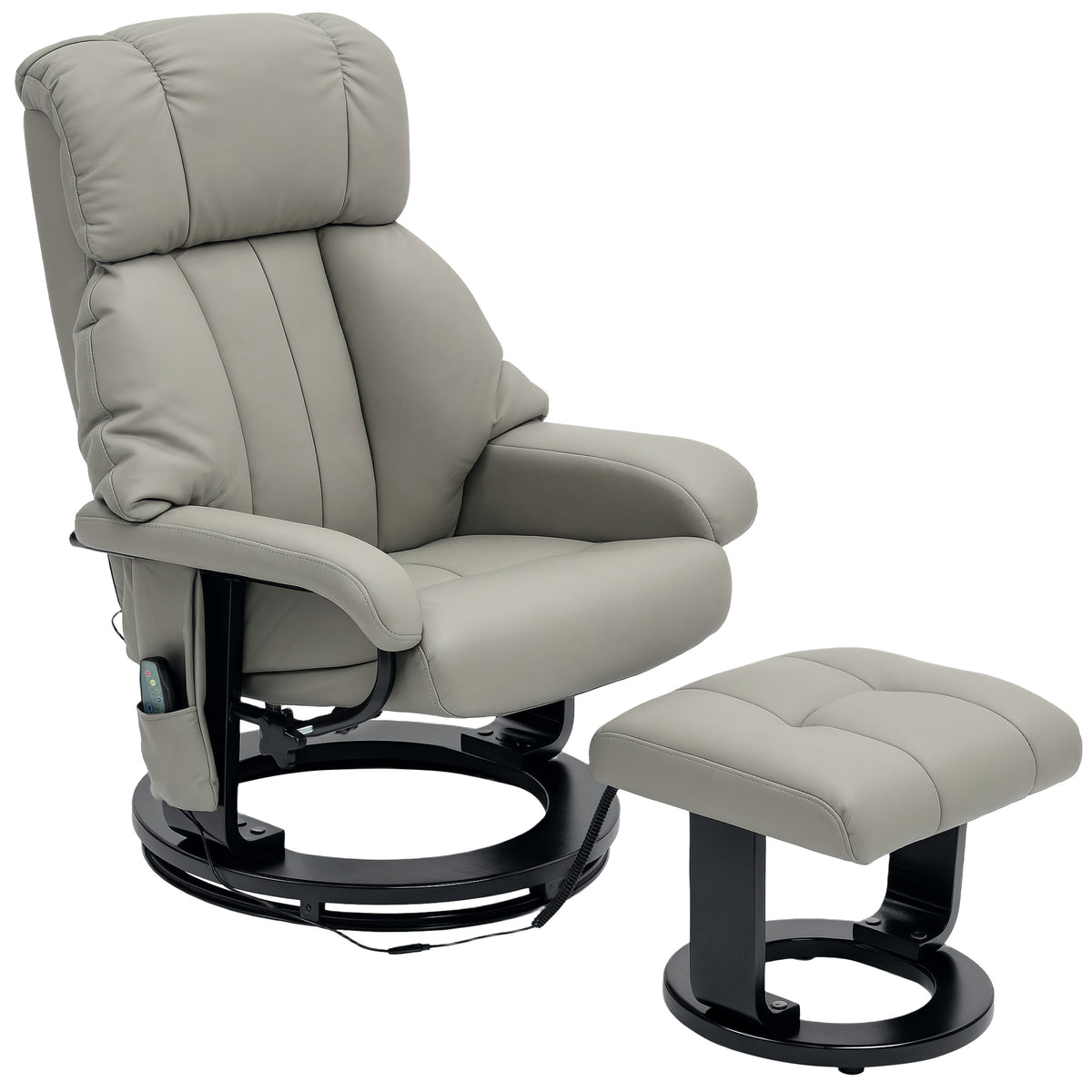 Relaxfauteuil met massagefunctie, tv-fauteuil met zijvak, kunstleer, grijs