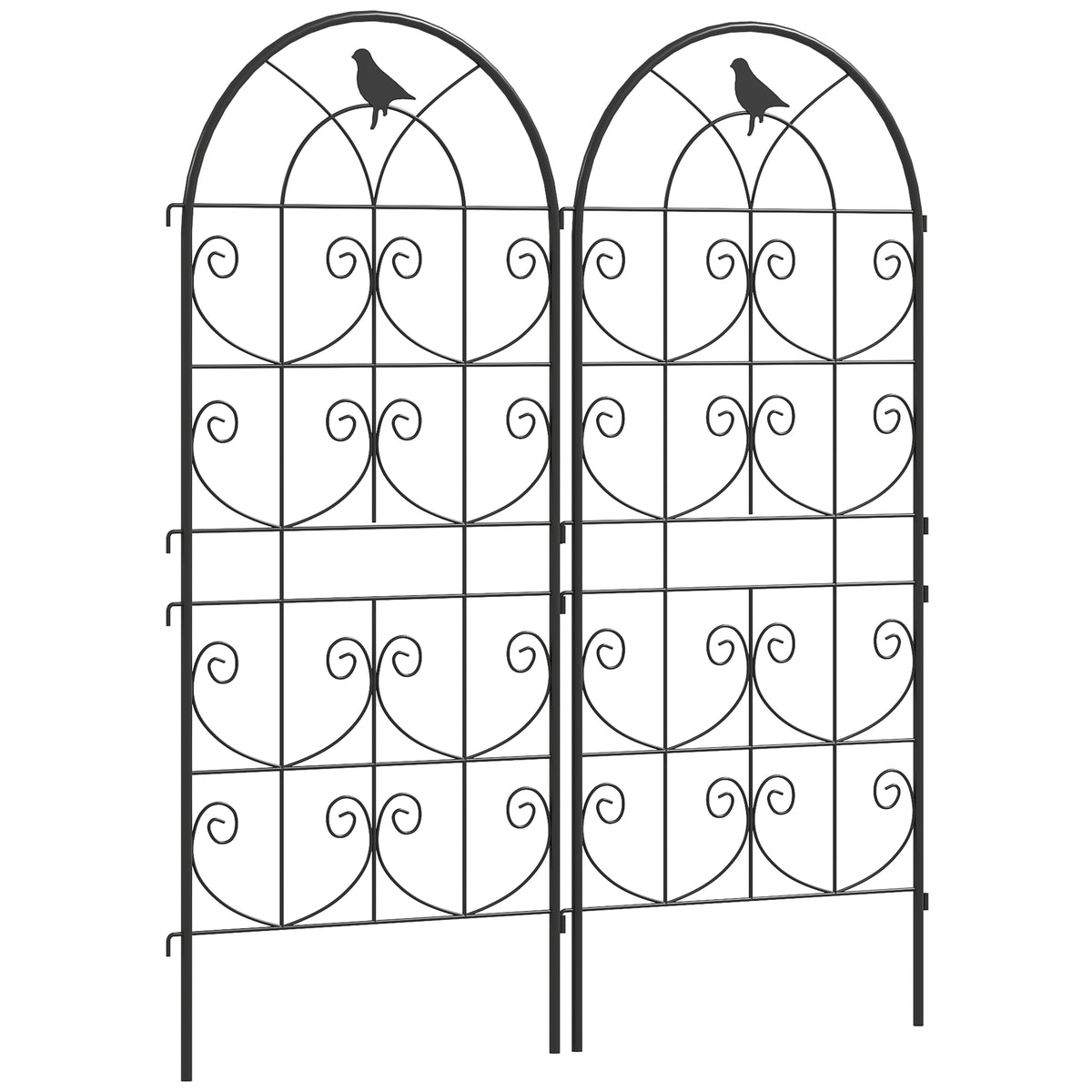 Metalen klimrooster 2-delige set om in de grond te steken, roestvrij, klimhulp met vogeldesign voor klimplanten