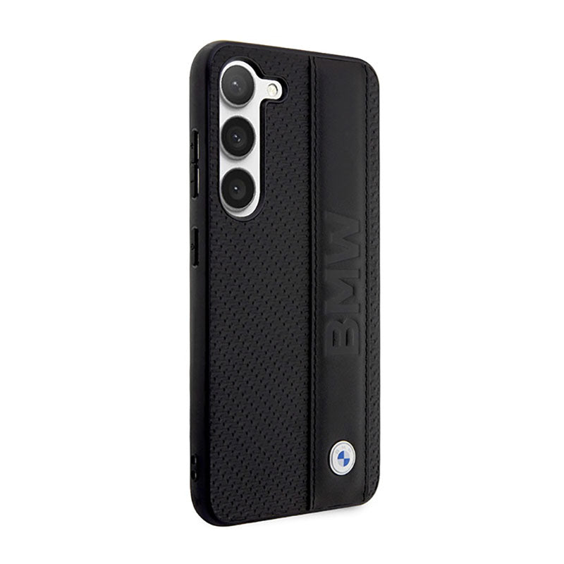 BMW Leather Textured & Stripe - hoesje voor Samsung Galaxy S23 (Zwart) (4)
