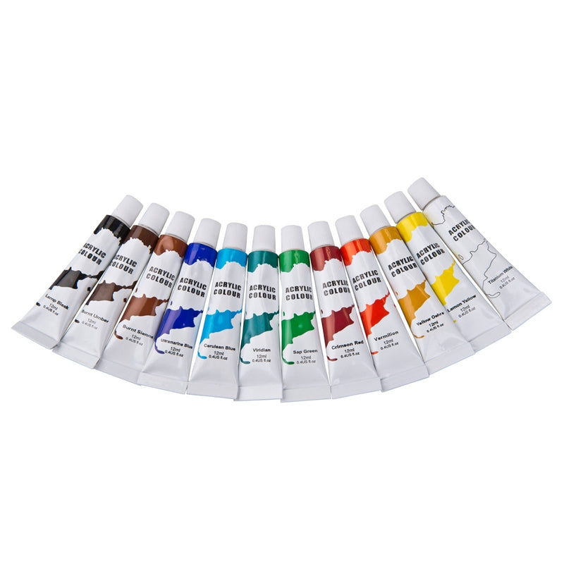Acrylverf in tubes van 12 ml, 12 kleuren (2)