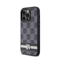 DKNY Leren Hoesje met Geblokt Monogrampatroon & Bedrukte Strepen - voor iPhone 14 Pro (zwart) (2)