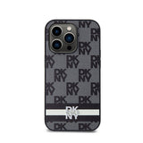 DKNY Leren Hoesje met Geblokt Monogrampatroon & Bedrukte Strepen - voor iPhone 14 Pro (zwart) (3)