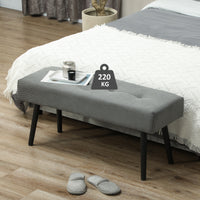 Gestoffeerde bank met corduroy bekleding, slaapbank met metalen poten, schoenenbank 100 x 36 x 45 cm grijs (2)