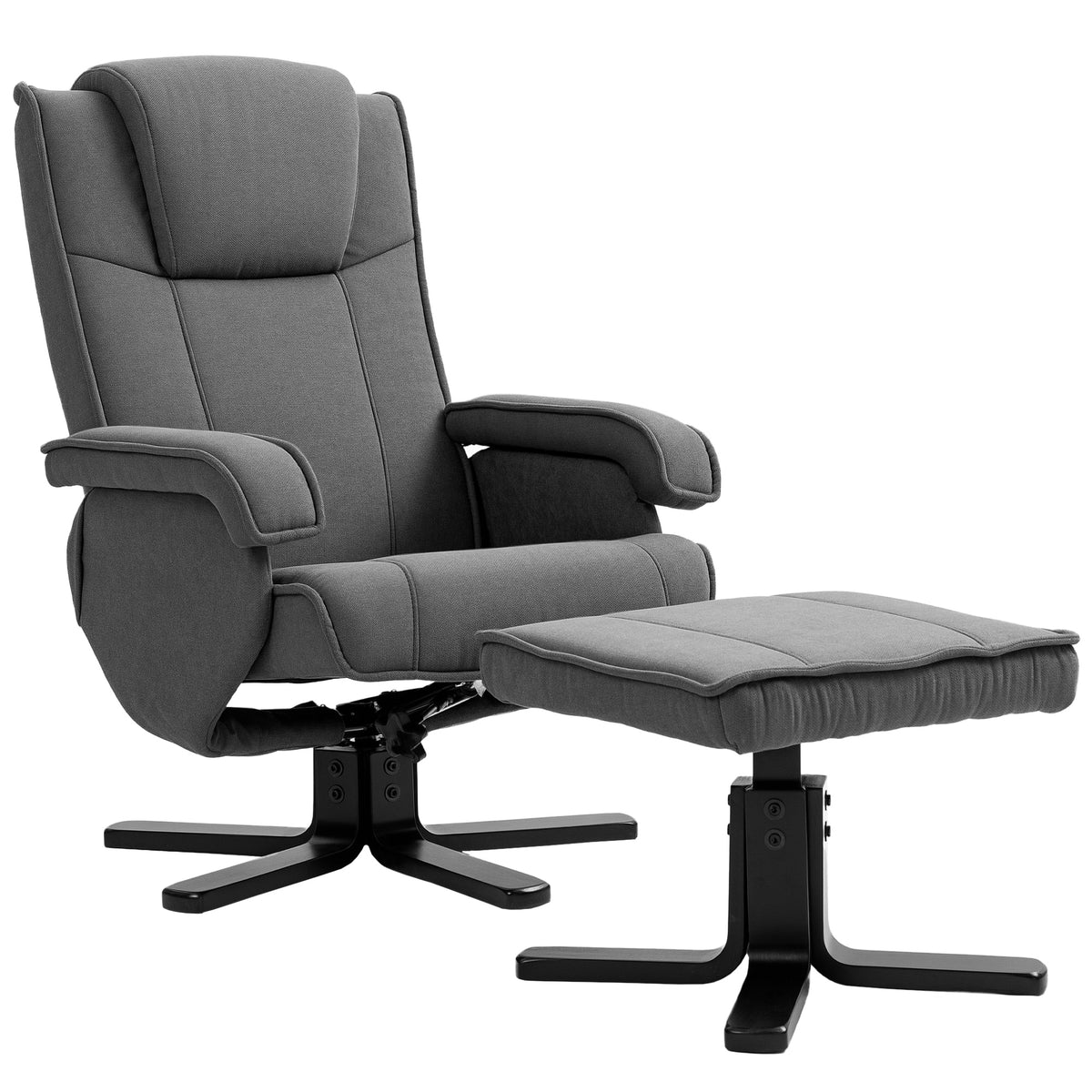 Schommelbare relaxfauteuil met voetenbank, stoffen bekleding met fluweeloptiek, draaibare gestoffeerde fauteuil