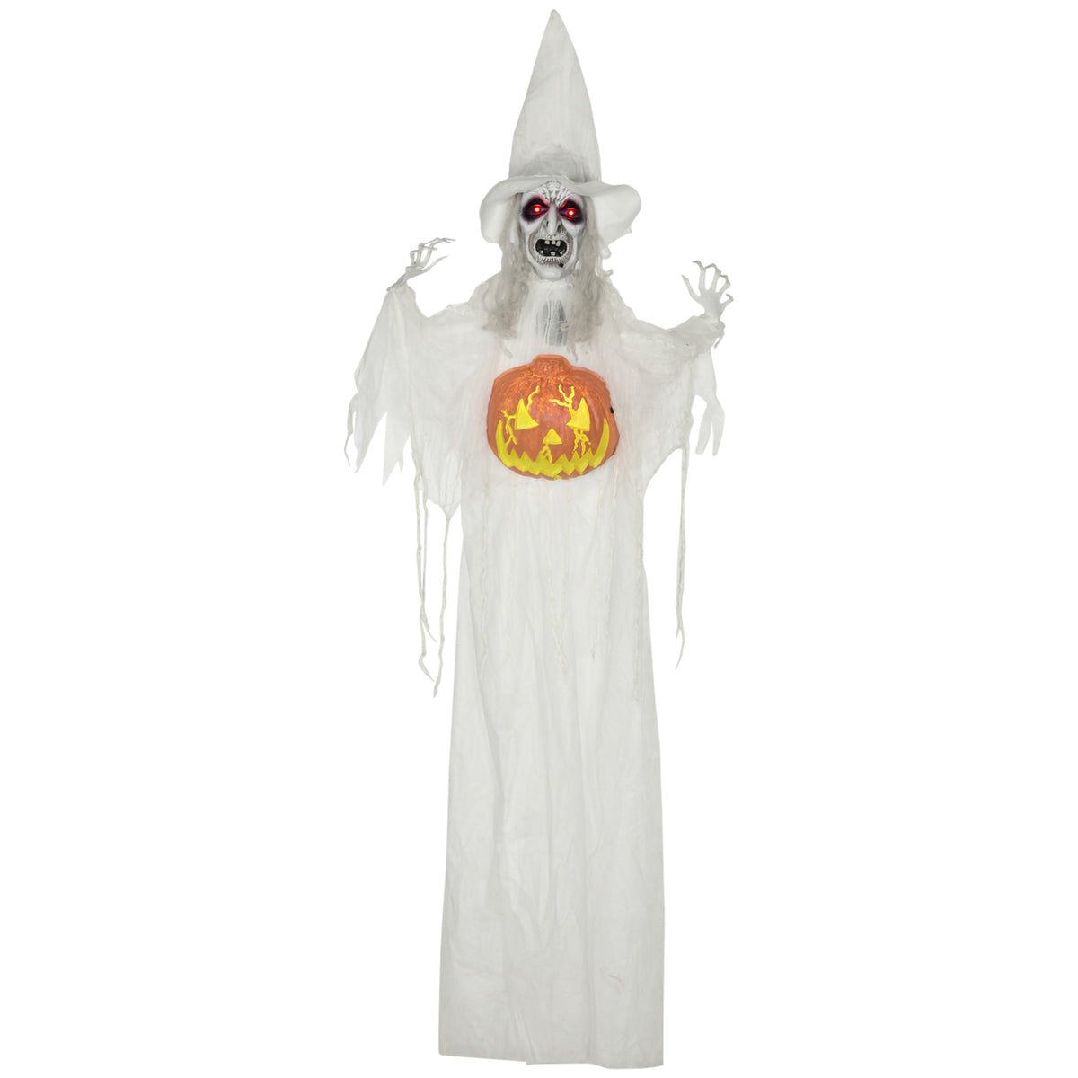 Halloween-geest, Halloween-decoratie, geluidsfunctie, met bewegingssensor en ledverlichting, 60 cm x 18 cm x 183