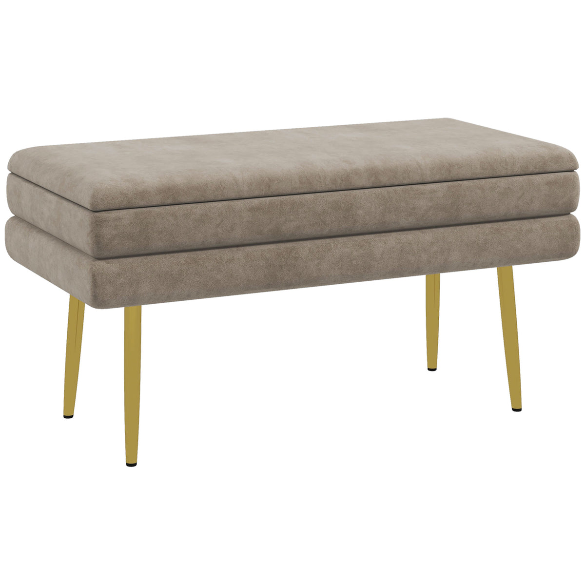 Gestoffeerde bank, met opbergruimte, staal, 79,5 cm x 37,5 cm x 43 cm, beige