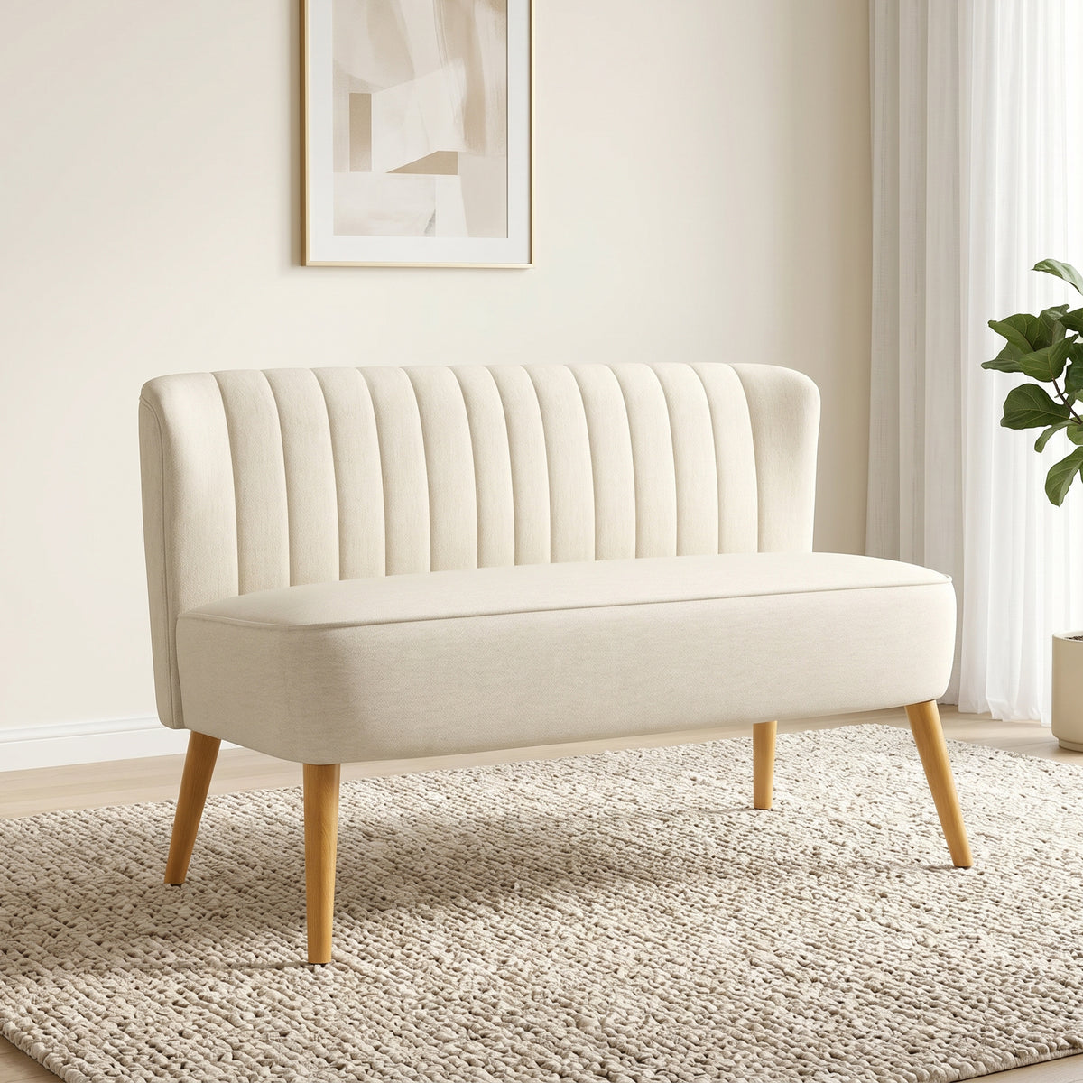 2-zitsbank, zachte bekleding, onderhoudsvriendelijke hoes, tot 220 kg, 117 x 56,5 x 77 cm, crèmewit (2)