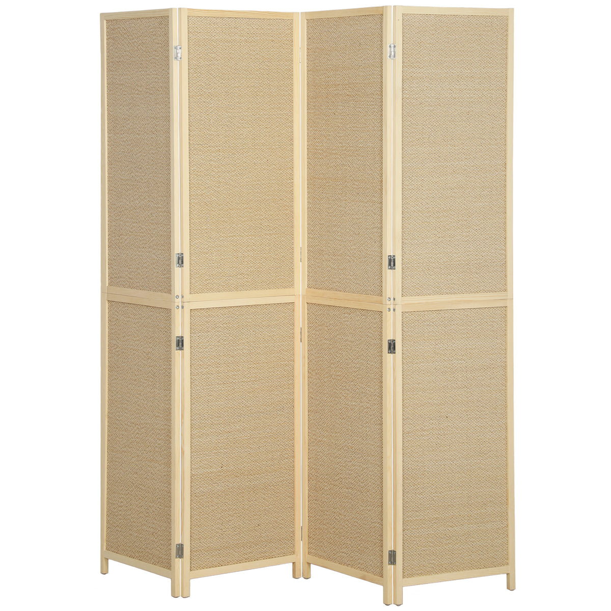 Kamerscherm met 4 panelen, inklapbare scheidingswand van handgevlochten bamboe, 180 x 180 cm, naturel