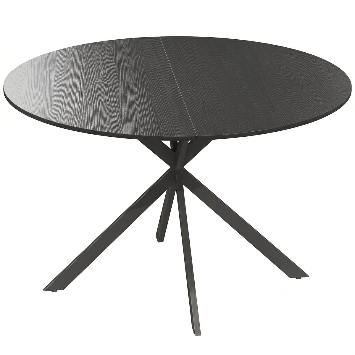 Ronde eettafel voor 4 personen, keukentafel in industriële stijl met stalen poten, voor eetkamer, keuken, zwart
