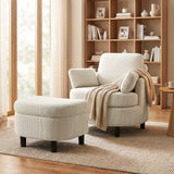 Fauteuil met opberghocker, corduroy bekleding, ronde leesstoel met verstelbare hoofdsteun, brede zitting (8)