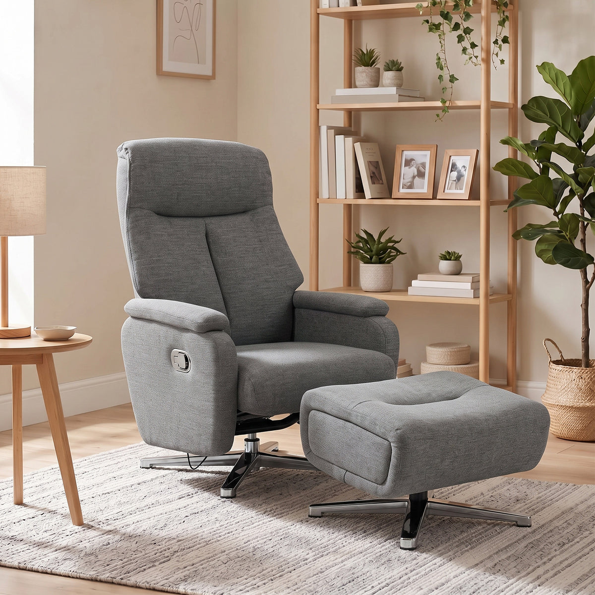 Relaxfauteuil handmatig verstelbaar loungefauteuil met voetenbank donkergrijs (2)