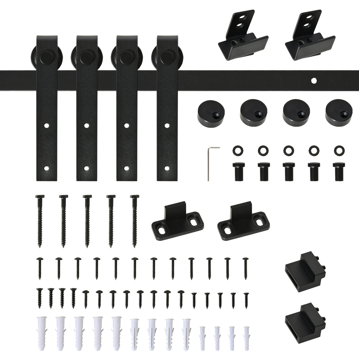 200 cm schuifdeur complete set schuifdeursysteem met vloergeleider, schuifdeurrail, loopwielen schuifdeurbeslag