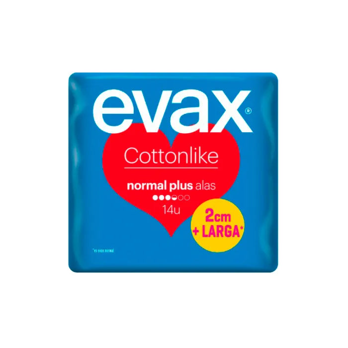 Evax Cottonlike Normal Maandverband met Vleugels Plus 14St