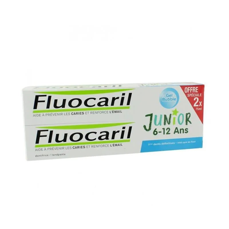 Fluocaril® Junior 7-12 jaar duoverpakking tandgel met kauwgom-smaak 2 x 75ml