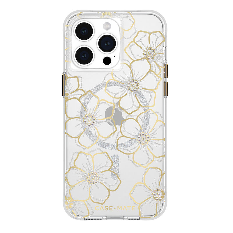 Case-Mate Floral Gems MagSafe - hoesje voor iPhone 15 Pro Max (Goud)