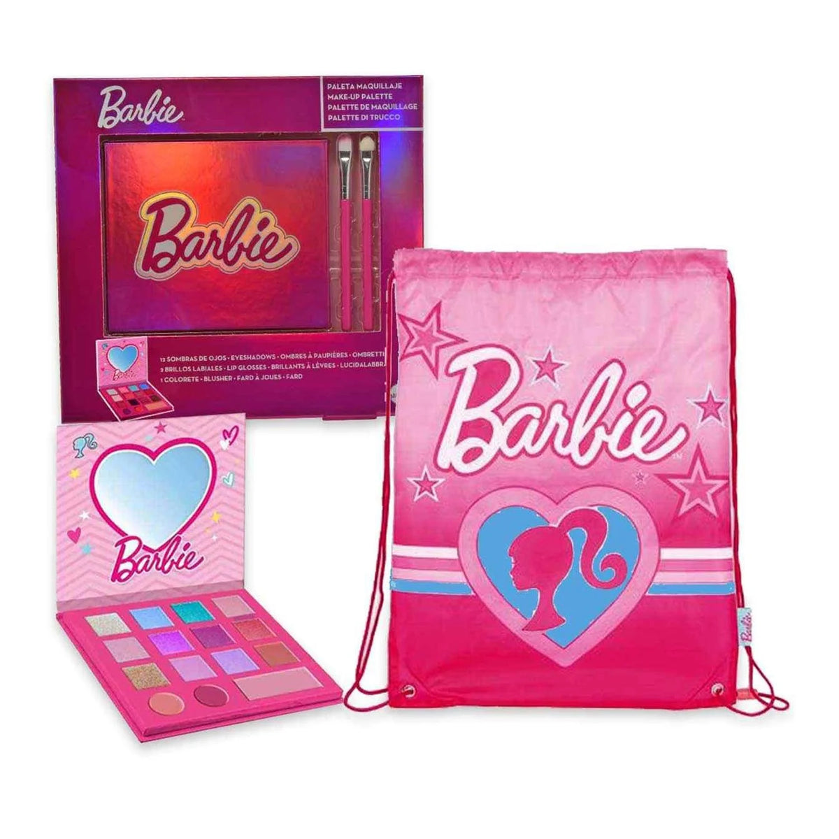 Cartoon Barbie kinderset oogschaduw en lipgloss 1 stuk