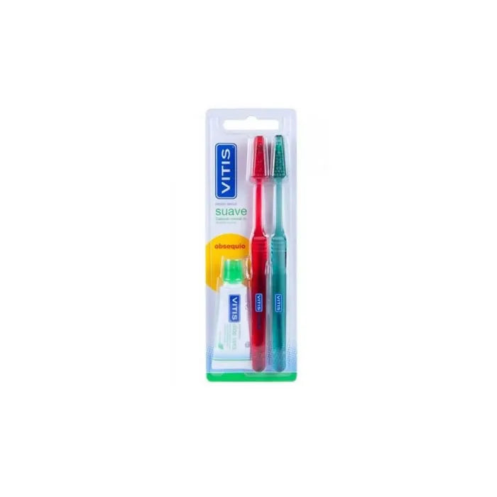 Vitis Duplo Zachte Tandenborstel + Tandpasta 15ml