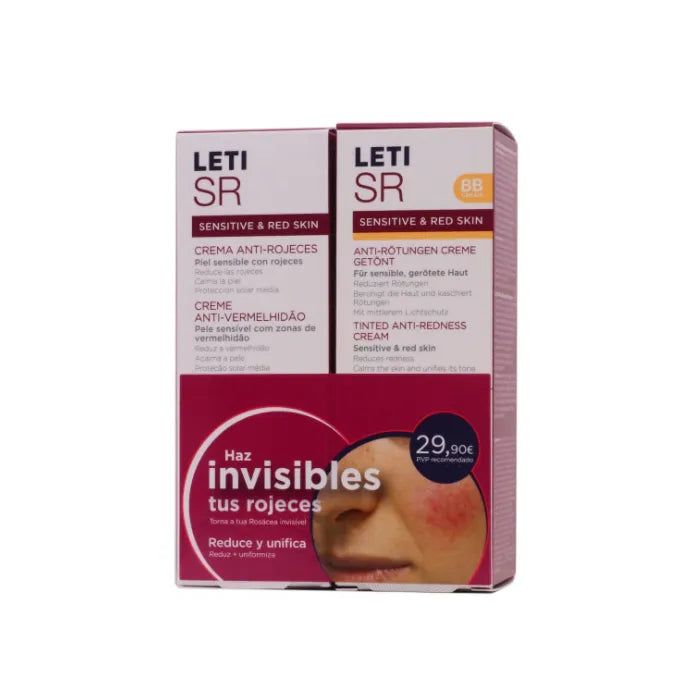 Leti Sr Anti Redness Crème SPF20 40ml+BB Crème Anti Redness Crème Met Kleur SPF20 40ml Set 2 Stuks