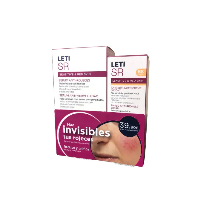 Leti Sr Anti-Roodheid Serum 30ml + Leti Sr BB Crème Met Kleur SPF20 40ml Set 2 artikelen