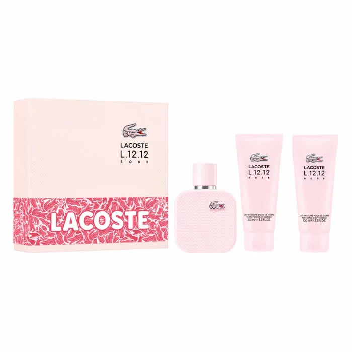 Lacoste L.12.12 Rose Eau De Parfum Spray 100ml Set 3 artikelen