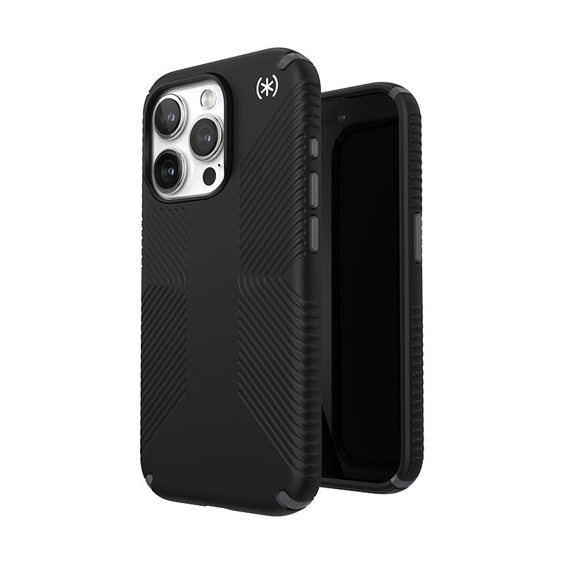 Speck Presidio2 Grip MagSafe-hoesje - iPhone 15 Pro (zwart / leigrijs / wit)