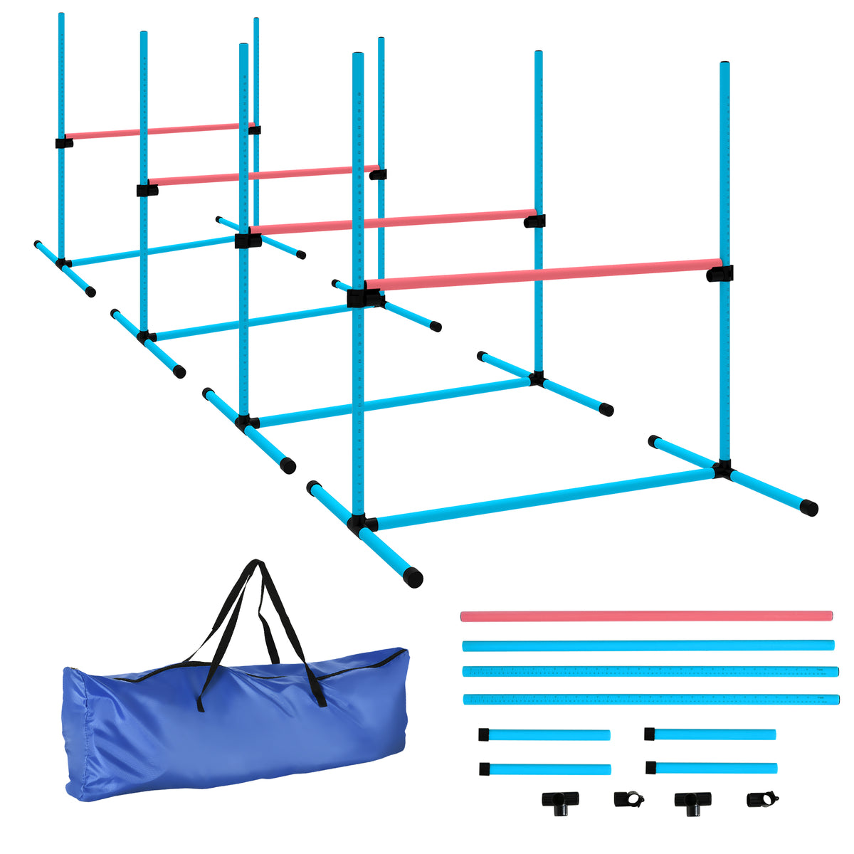 Agility-set voor honden 4-delig in hoogte verstelbaar agility-uitrusting met 4 hindernissen draagtas 99 x 65 x
